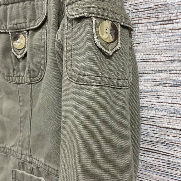 💗Vintage Jordache Olive Utility Jacket Custom “Live Laugh Love” Skeletor Patch - Picture 5 of 8